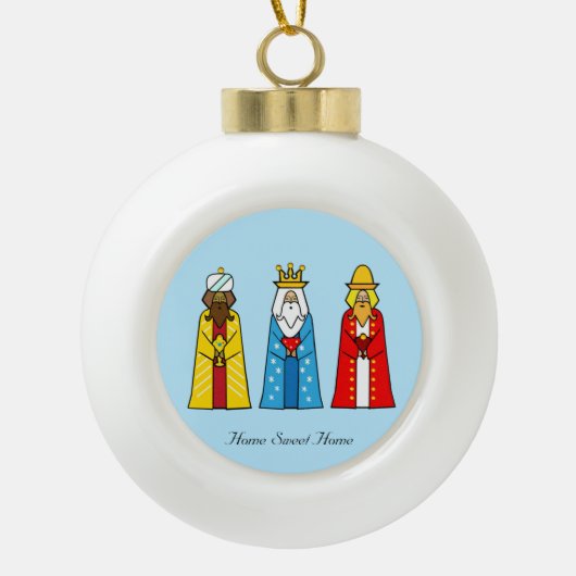 Thuis Sweet Home & Drie Wijzen Keramische Bal Ornament (Voorkant)