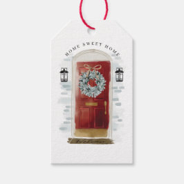 Thuis - Sweet Home Red Waterverf Voorste deur Cadeaulabel