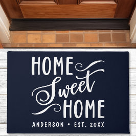 Thuis Sweet Home Rustieke Moderne Navy Familie Deurmat