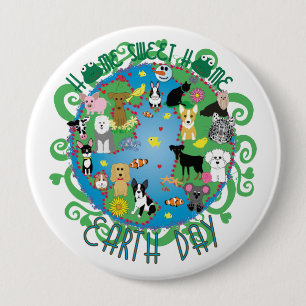 Thuis Sweet Home Whimsical Animals Earth Day Butto Ronde Button 4,0 Cm