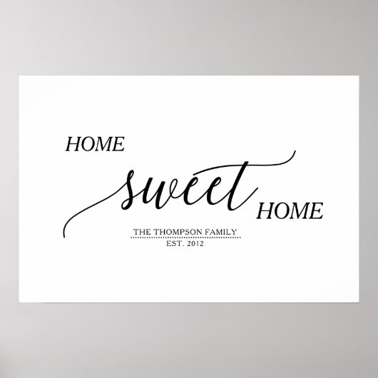 Thuis Sweet Thuis Familienaam Poster (Voorkant)