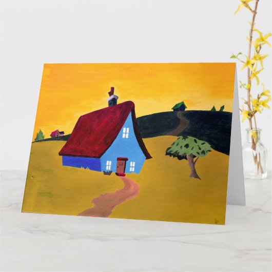 THUIS SWEET THUIS Folded Wenskaart Kaart (Gele Bloem)