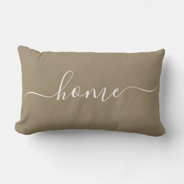 Thuis Tan Wit Citaat Chic Calligrafie Typografie Kussen (Voorkant)