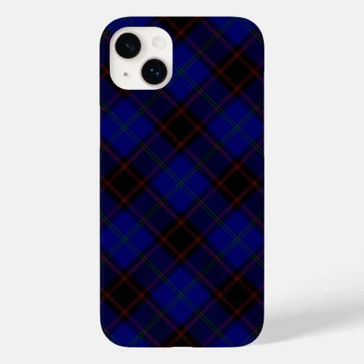 Thuis tartan blauwe zwarte vlecht Case-Mate iPhone case (Achterkant)