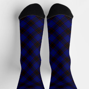 Thuis tartan blauwe zwarte vlecht sokken