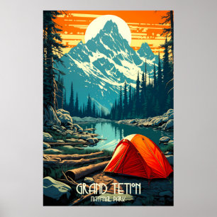 Thuis tussen de reuzen   Grand Teton kamperen Poster