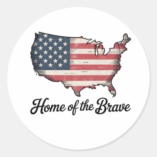 Thuis van de Dappere 4 juli Patriottisch Ronde Sticker (Voorkant)