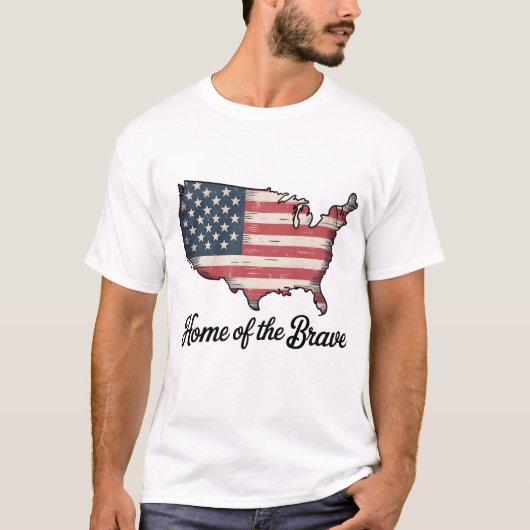 Thuis van de Dappere 4 juli Patriottisch T-shirt (Voorkant)