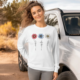 Thuis van de dappere patriottische bloemen t-shirt