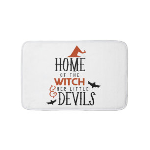 thuis van de heks en haar kleine duivels Halloween Badmat