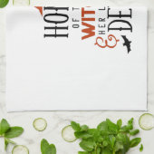 thuis van de heks en haar kleine duivels Halloween Theedoek (Gevouwen)