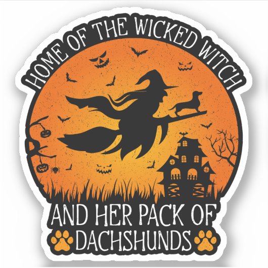Thuis van de heks en haar pakje teckels cool sticker (Voorkant)