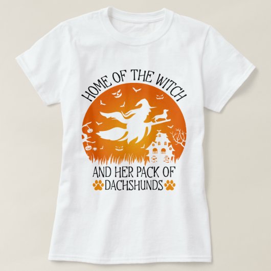 Thuis van de heks en haar pakje teckels cool t-shirt (Design voorkant)