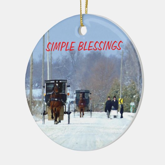 Thuis van de kerk op kerstdag keramisch ornament (Links)