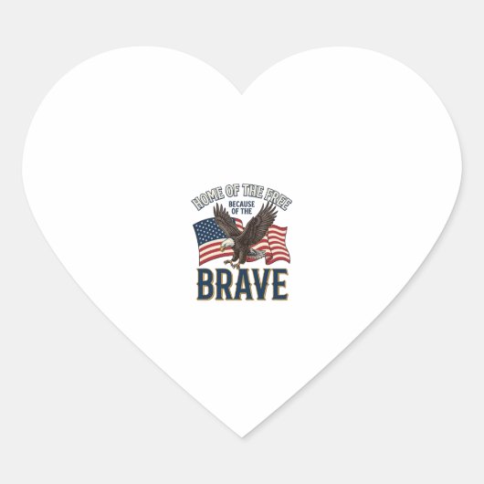 Thuis van de Vrije Dappere Adelaar Patriottisch Sh Hart Sticker (Voorkant)