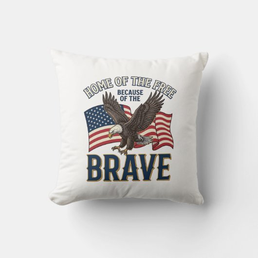 Thuis van de Vrije Dappere Adelaar Patriottisch Sh Kussen (Voorkant)