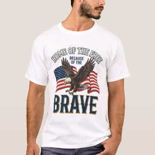 Thuis van de Vrije Dappere Adelaar Patriottisch Sh T-shirt