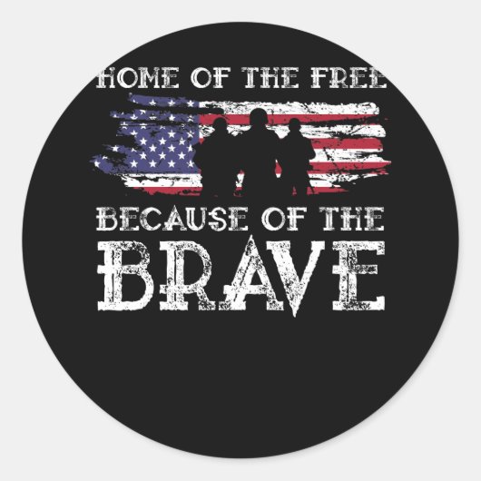 Thuis van de Vrije vanwege de Brave Militaire Ronde Sticker (Voorkant)