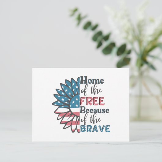 Thuis van de vrije vanwege de dappere 4 juli briefkaart (Staand voorkant)