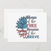 Thuis van de vrije vanwege de dappere 4 juli briefkaart (Voorkant / Achterkant)