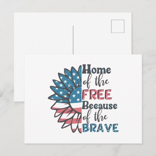 Thuis van de vrije vanwege de dappere 4 juli briefkaart (Voorkant / Achterkant)