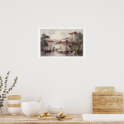 Thuis van een Chinese koopman nabij het kanton, ui Poster (Keuken)