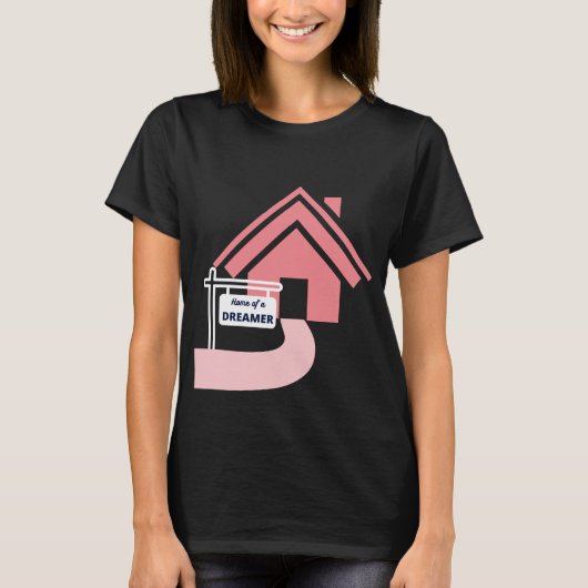 Thuis van een droombordontwerp met roze huis t-shirt (Voorkant)