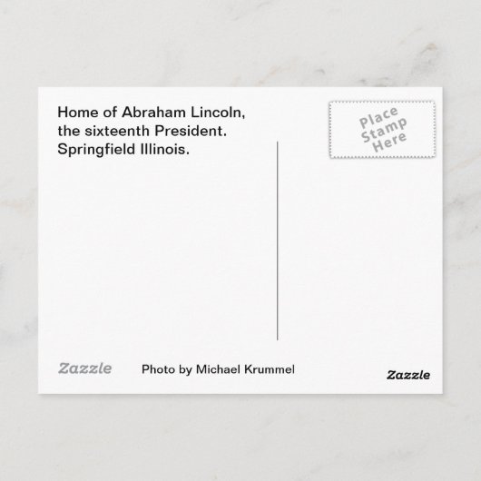 Thuis van Lincoln Briefkaart (Achterkant)