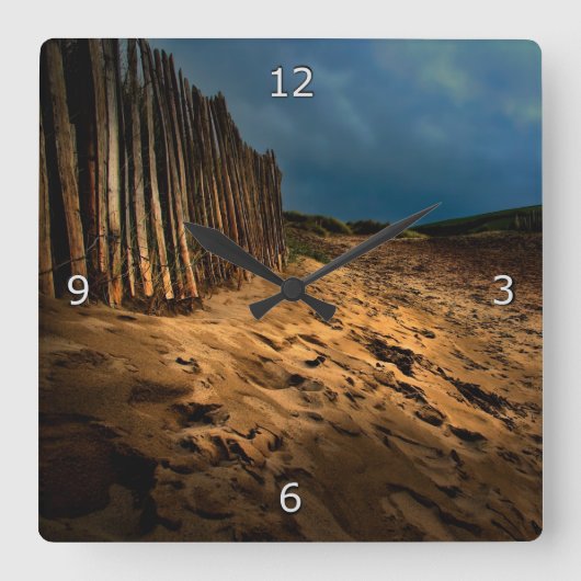 Thuis vanaf de strand vierkante klok (Voorkant)
