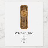 Thuis verwelkomd Realtor Huisverwarming Wijn Etiket (Enkel label)