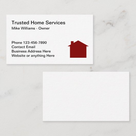 Thuis Visitekaartjes van onroerend goed (Voorkant / Achterkant)