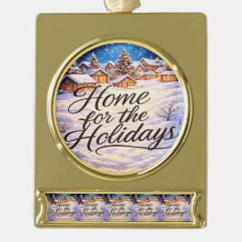 'Thuis voor de Feestdagen' Bannerornament Verguld Banner Ornament