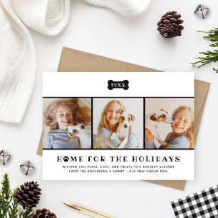 Thuis voor de Feestdagen Black Pset Dog Foto Feestdagenkaart