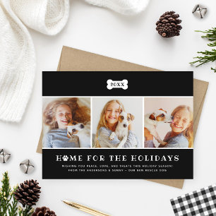 Thuis voor de Feestdagen Black Pset Dog Foto Feestdagenkaart