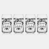 'Thuis voor de Feestdagen' Drinkservies Set Blikvorm Glas (Achterkant)