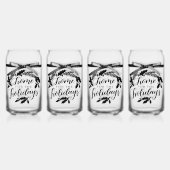 'Thuis voor de Feestdagen' Drinkservies Set Blikvorm Glas (Voorkant)