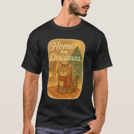 Thuis voor de feestdagen Kerstkat T-shirt