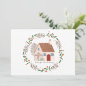 Thuis voor de Feestdagen Kerstmis Feestdagenkaart (Staand voorkant)