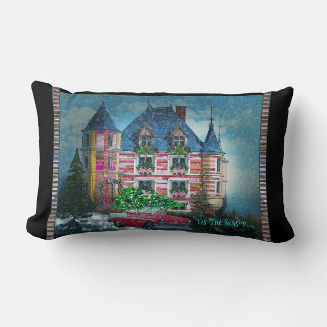 Thuis voor de Feestdagen Kerstmis Kussen (Voorkant)