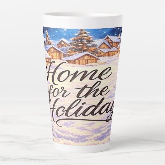 'Thuis voor de Feestdagen' Latte Mok (Voorkant)
