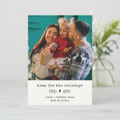 Thuis voor de Feestdagen Modern Eenvoudig Minimaal Feestdagenkaart (Staand voorkant)