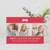 Thuis voor de Feestdagen Red Pset Dog Foto Feestdagenkaart (Staand voorkant)