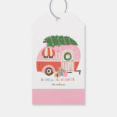 Thuis voor de Feestdagen Roze Camper met familiena Cadeaulabel (Achterkant)