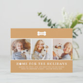 Thuis voor de Feestdagen Tan Pset Dog Foto Feestdagenkaart (Staand voorkant)