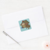 Thuis voor de Feestdagen Vierkante Sticker (Envelop)