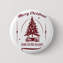 Thuis voor de Feestdagen Vintage Design Ronde Button 5,7 Cm