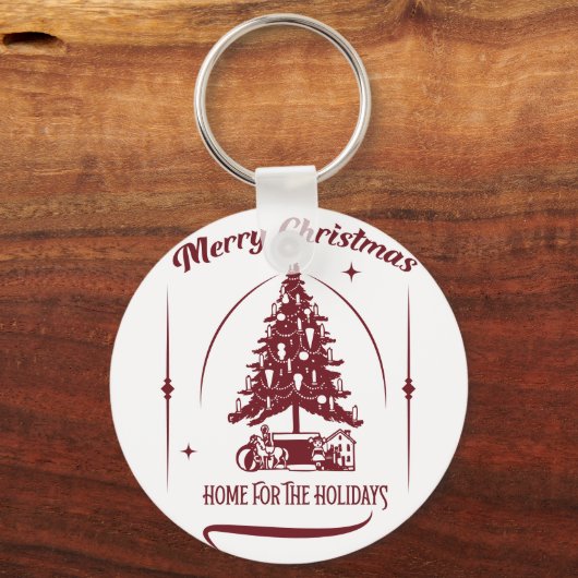 Thuis voor de Feestdagen Vintage Design Sleutelhanger (Voorkant)