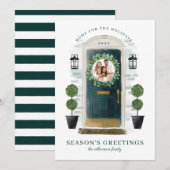 Thuis voor de groene Waterverf van Feestdagen Foto Feestdagenkaart (Voorkant / Achterkant)