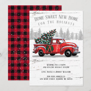 Thuis voor de Holiday Red Truck Moving Aankondiging