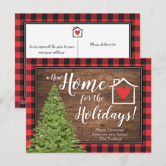 Thuis voor de kerstboom van de Feestdagen Rustic M Briefkaart (Voorkant / Achterkant)